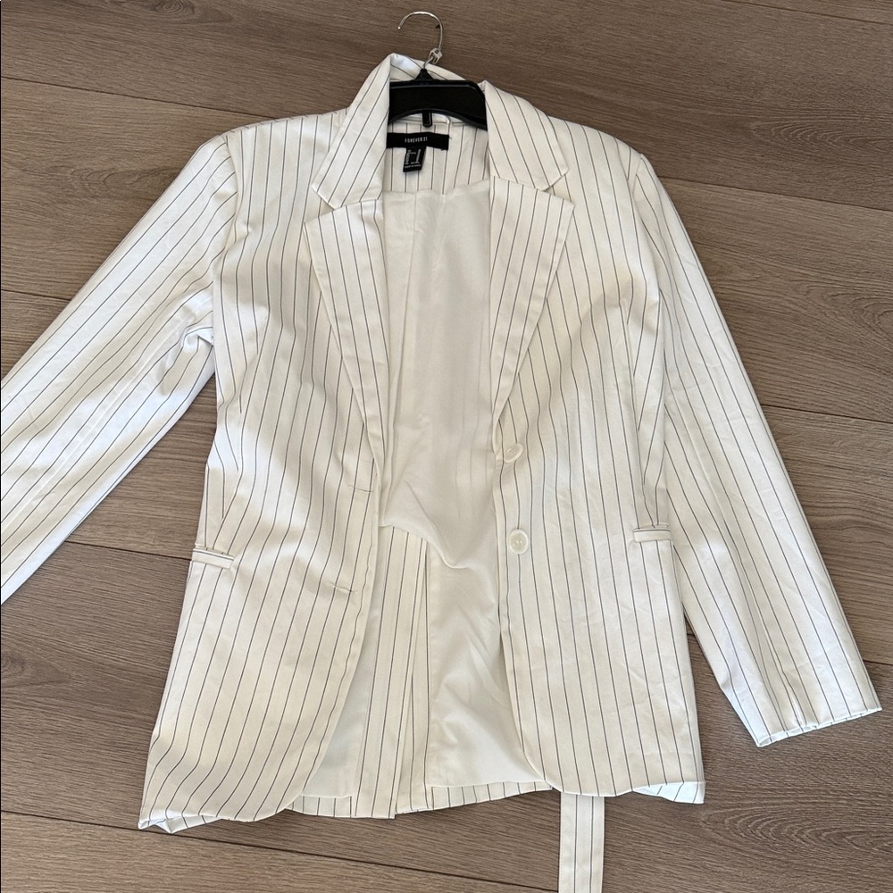 Forever 21 Ivory Pinstripe Blazer